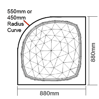 900 x 900 HB Steam Stopper curved